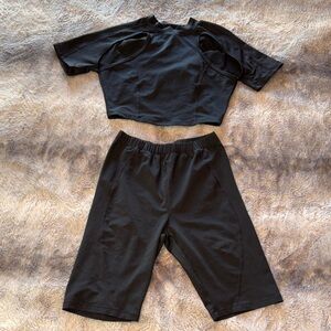 SHEIN Black Athletic Shorts Set